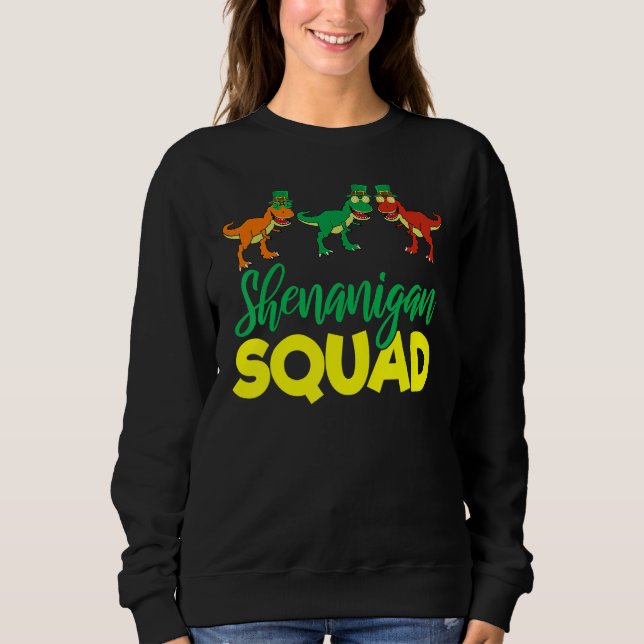 T Rex Shenanigan Squad Funny Lucky St Patricks Day T Shirt (Framsida)