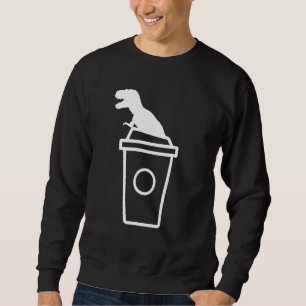 T Rex Siluett Kaffe Rex Dino Kaffeinfanatiker Lång Ärmad Tröja