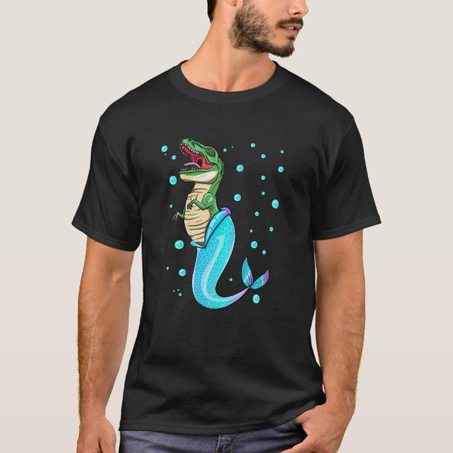 T Rex Sjöjungfru Merrex Dinosaur Magic Ocean Creat Shirt (Framsida)