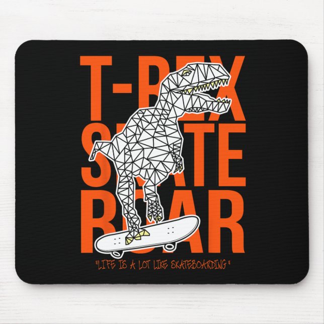 T-rex Skate Roar Rolig Skiss Ritning Dinosaurie Sk Musmatta (Framsidan)