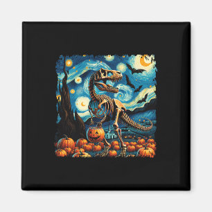 T-rex skelett Halloween Van Gogh Stjärnkväll Fal Magnet