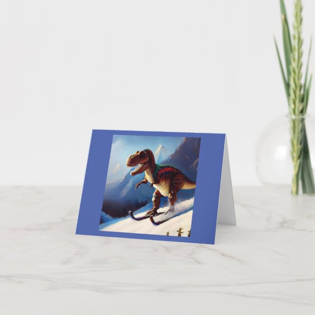 T Rex Skiing Kort (Framsida)