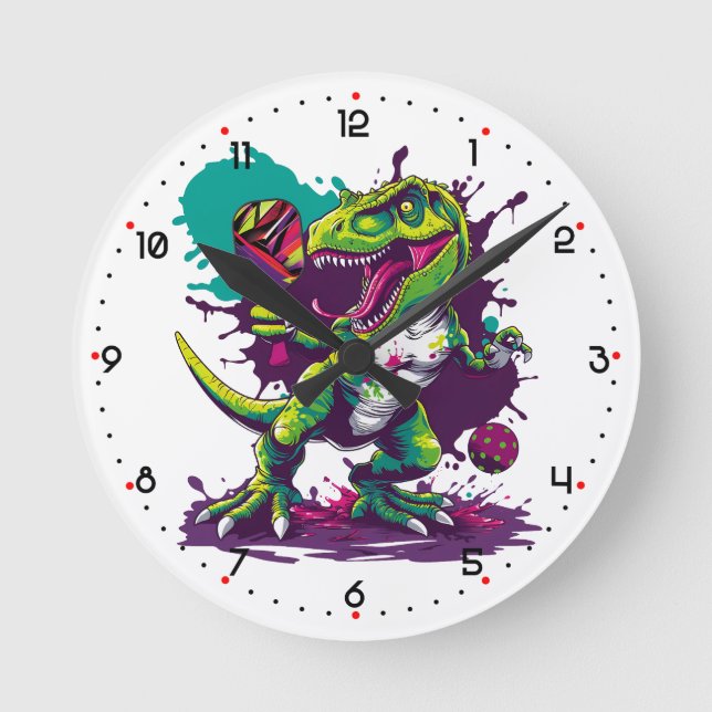 T-REX SMASH O’CLOCK Pickleball  Rund Klocka (Framsida)