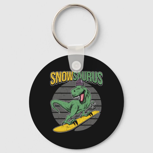 T-rex Snowboard Dinosaur Snowboard  Nyckelring (Framsida)