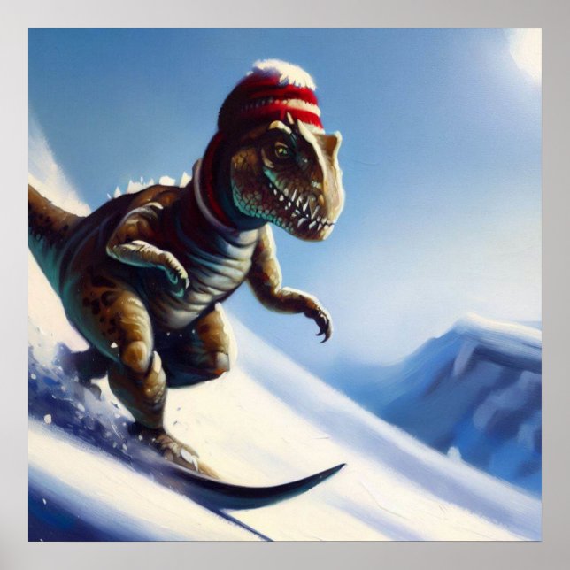 T Rex Snowboarding Poster (Framsidan)