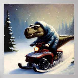 T Rex Snowmobil Poster