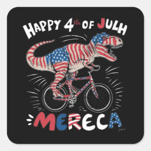 T-Rex som donerar färgen på den amerikanska flagga Fyrkantigt Klistermärke