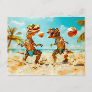 T-Rex som spelar Boll på Beach Helg Vykort