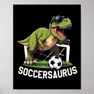 T-rex spelar fotboll Dinosaurie fotboll spel Poster
