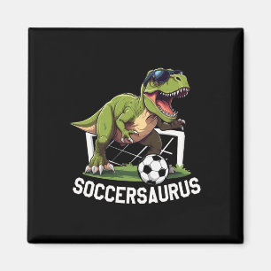 T-rex spelar fotboll Dinosaurie fotbollsspel Magnet