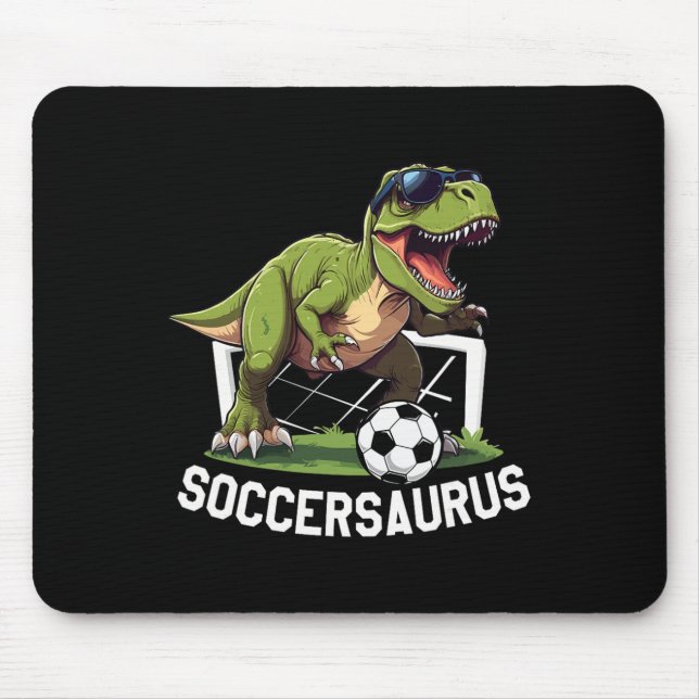 T-rex spelar fotboll Dinosaurie fotbollsspelare Musmatta (Framsidan)