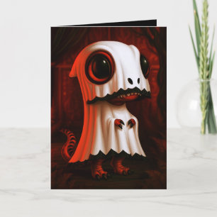 T-Rex Spök Halloween Kostym Illustration Kort