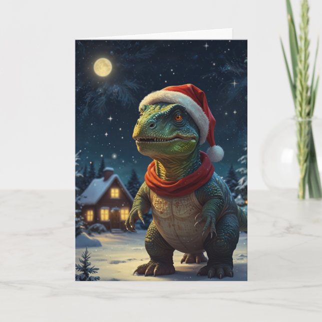 T-Rex Starry Night Dinosaur Anpassningsbar Text Kort (Framsida)