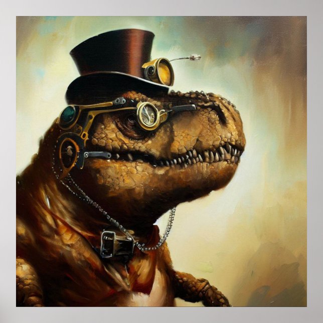 T Rex Steampunk Poster (Framsidan)