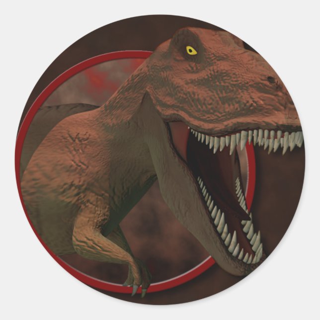 T Rex Sticker Runt Klistermärke (Framsida)