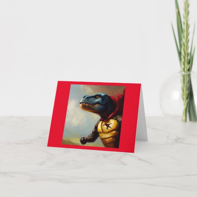 T Rex Superhjälte Kort (Framsida)