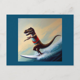 T Rex Surfing Vykort