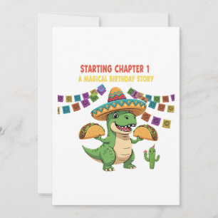 T-Rex Taco Fiesta 1-årsfest Börjar ett kapitel Inbjudningar