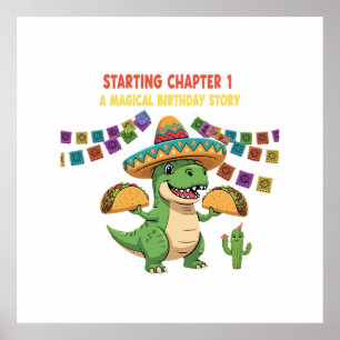 T-Rex Taco Fiesta 1-årsfest Börjar ett kapitel Poster