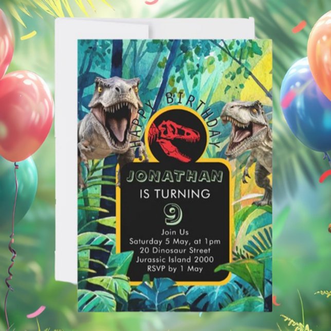 T-Rex-takulär födelsedag Inbjudningar (Roar into fun with our T-Rex-tacular Birthday Invitation!)