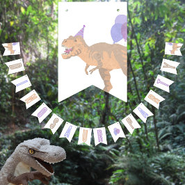 T-Rex Tan Cute Birthday Jurassic Dinosaur Party Vimplar