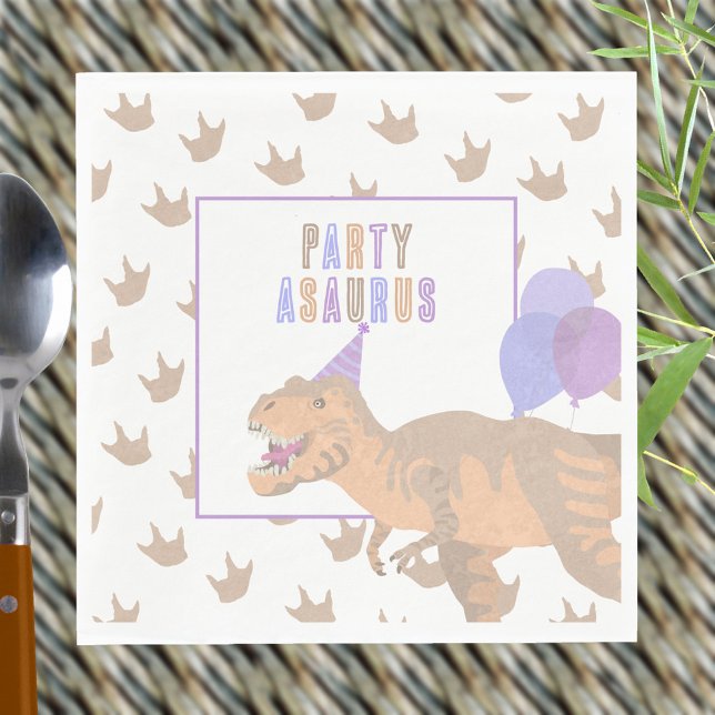 T-Rex Tan Dinomite Cute Dinosaur-Födelsedagsfest Pappersservett (Cute dinosaur themed birthday party paper napkins to add to your tables and decor)