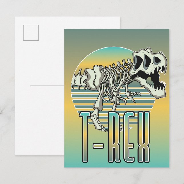 T-REX tecknad logotyp Inbjudan Vykort (Fram/baksida)