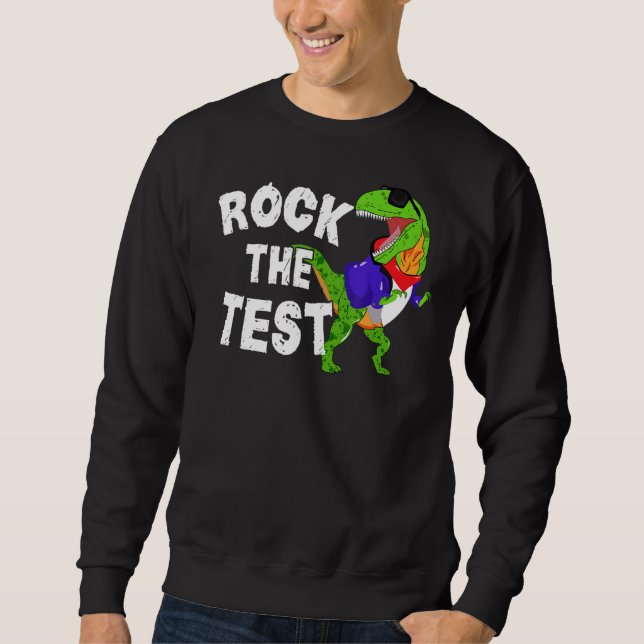 T Rex testdag Sten provningsdag D Lång Ärmad Tröja (Framsida)