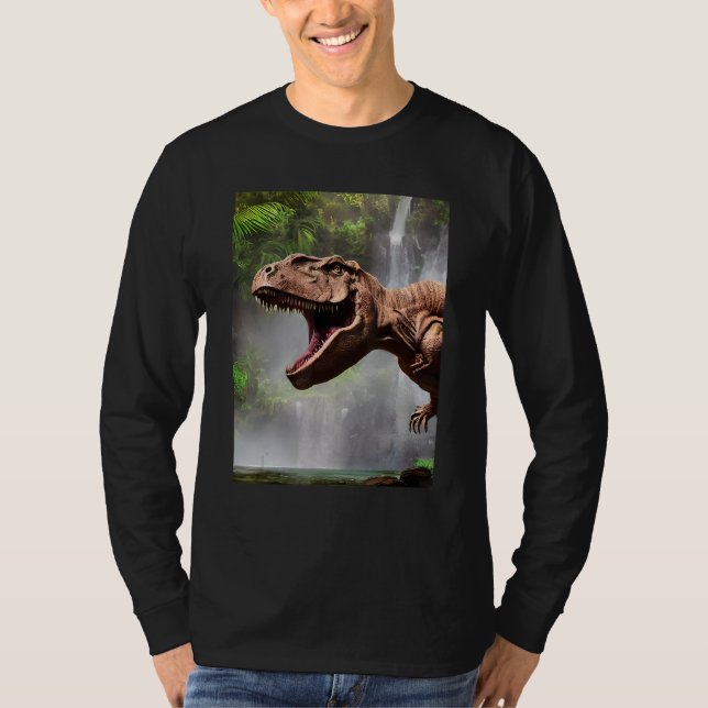 T-Rex The Dinosaur of the Jungle Waterfall T Shirt (Framsida)