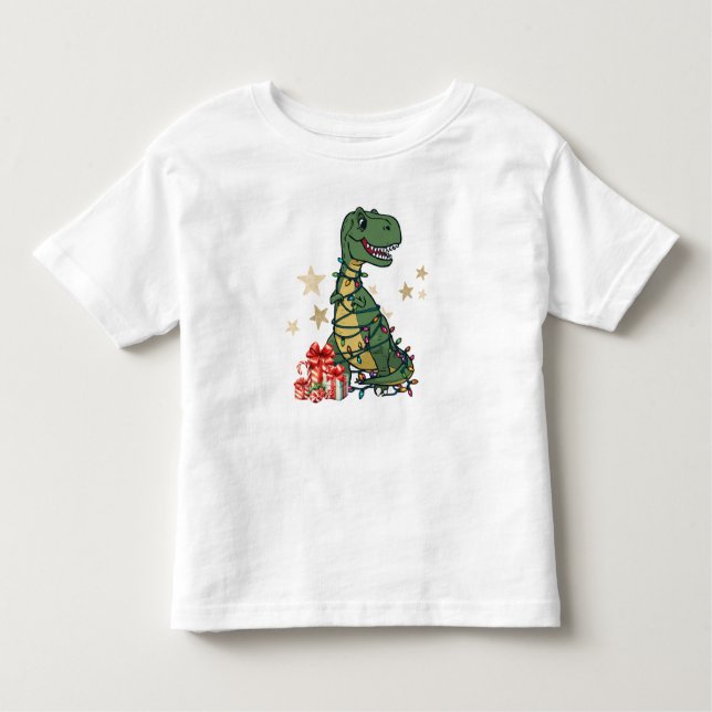 T-Rex The Halls - Funny Dinosaur Christmas Lights T Shirt (Framsida)