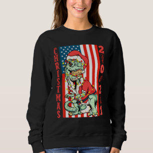 T Rex Tomte Grungy Flag Jul Familj Cos Shirt