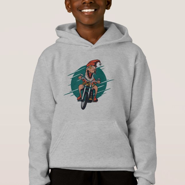 T Rex Tomte Motorcyklist Shirt (Framsida)