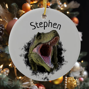 T-rex Tyrannosaurus Dinosaur Personlig Julgransprydnad Keramik