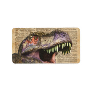 T-rex tyrannosaurus, konst för adressetikett
