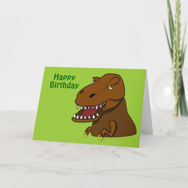 T-Rex Tyrannosaurus Rex Dinosaur Birthday Card Kort (Framsida)