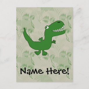T-Rex Tyrannosaurus Rex Dinosaur Tecknad Film Pojk Vykort