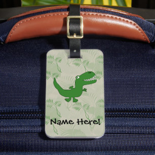 T-Rex Tyrannosaurus Rex Dinosaur Tecknad Kids Boys Bagagebricka