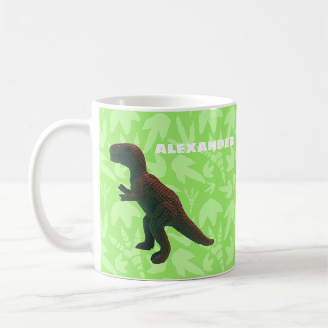 T-Rex Tyranosaurus Rex Leksak Dinosaur Bright Grön Kaffemugg (Vänster)