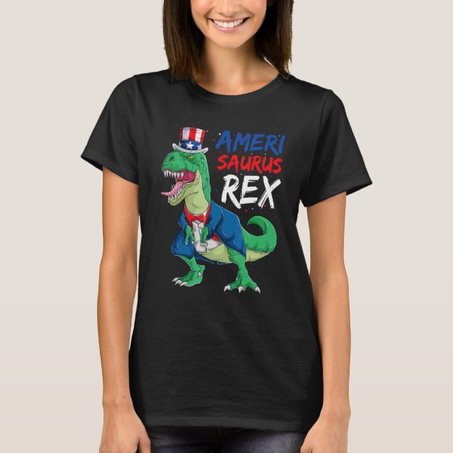 T Rex Veterans Day Kids Boys Amerisaurus Rex Dino Shirt (Framsida)