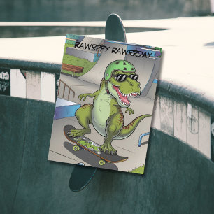 T-Rex vid skateboardering i skatepark Vykort