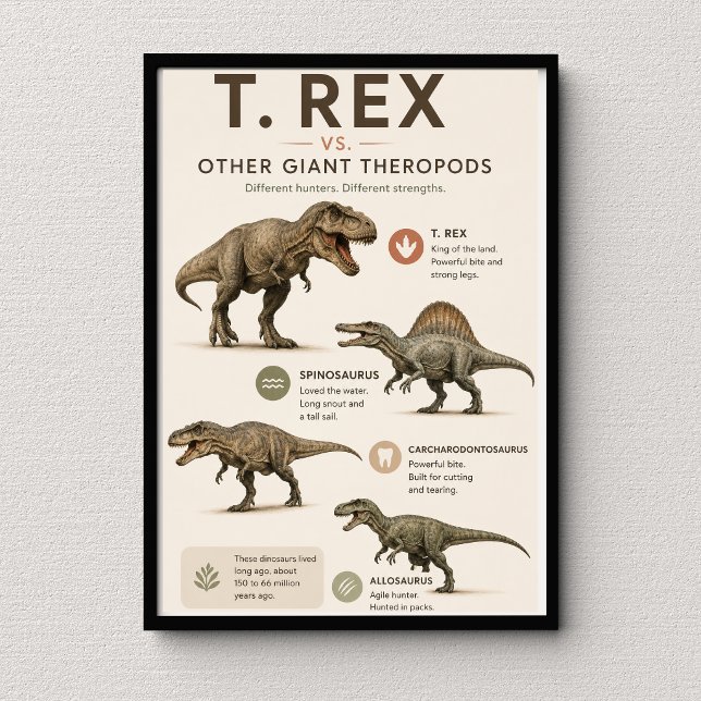 T. Rex vs andra jätte Theropoder Utbildande Poster (Skapare uppladdad)