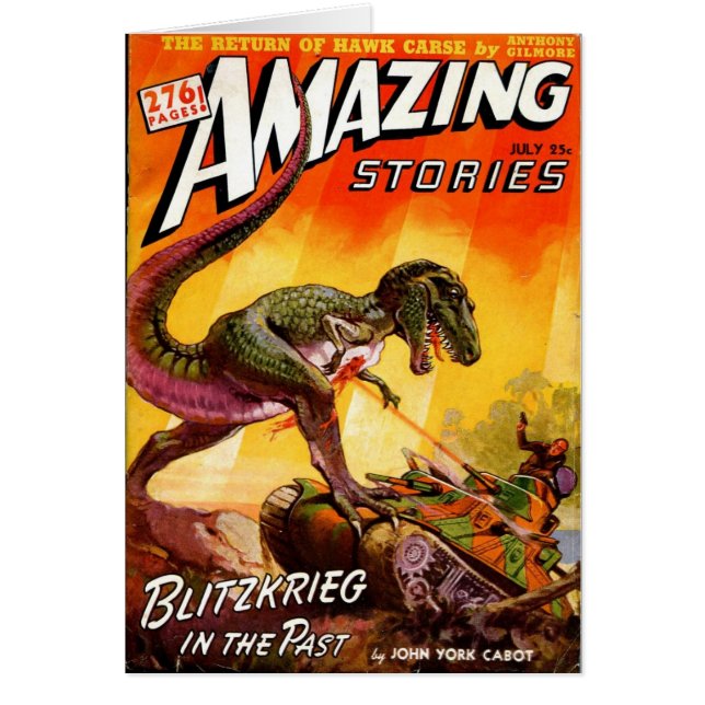 T-Rex vs. den Sherman tanken Hälsningskort (Framsidan)