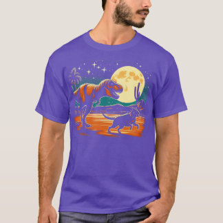 T Rex Walking a Hund Funny Boston Terrier Måne Hal T Shirt