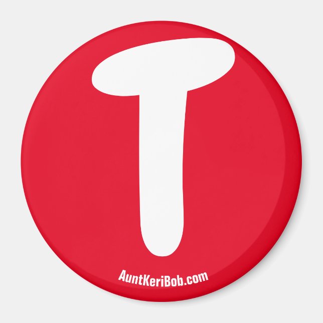 T Röd kylskåp, magnet (Framsidan)