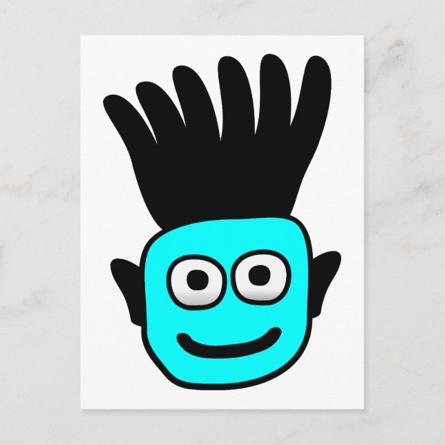 T-Ron - Kid med Funky Mohawk, blå Vykort (Framsida)
