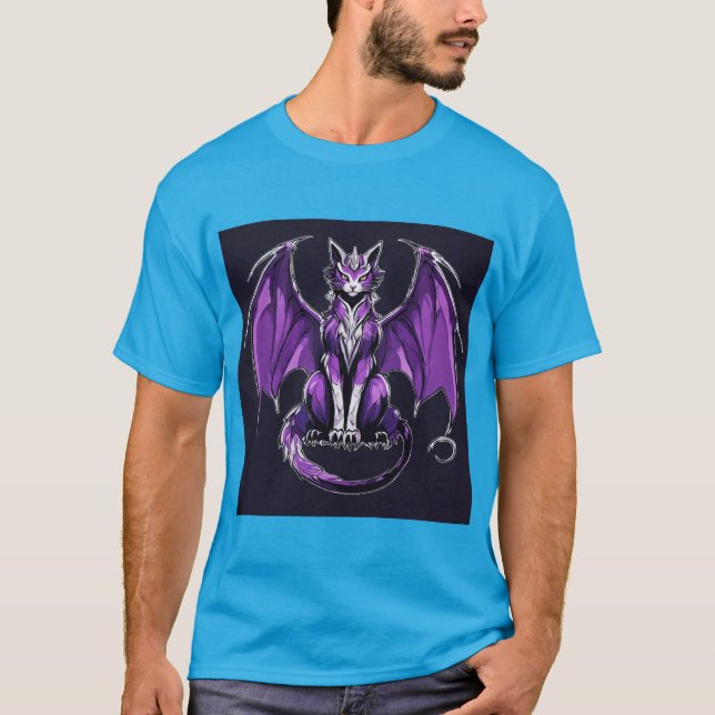 T shart degron cat cotan design tecknad stil ny t shirt (Framsida)
