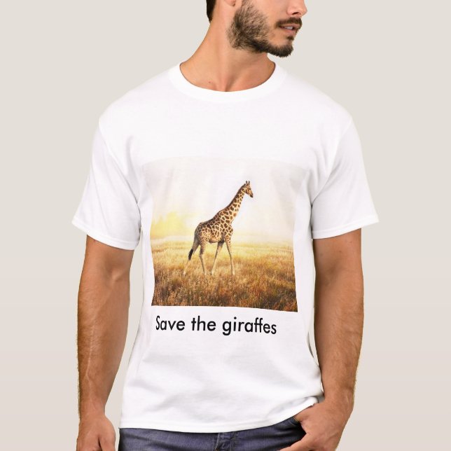 T-shirt 100 % coton - "Save the giraffes" - (Framsida)