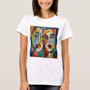 T-shirt abstrakt utformning, cubism, färgstarkt an