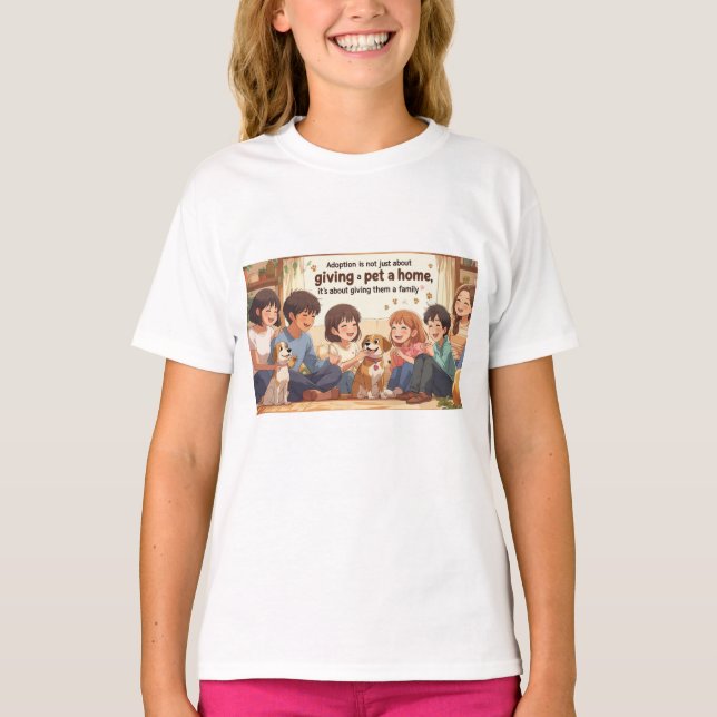 T-Shirt-Adoption T-Shirt - "Ge a Pet a Family" (Framsida)