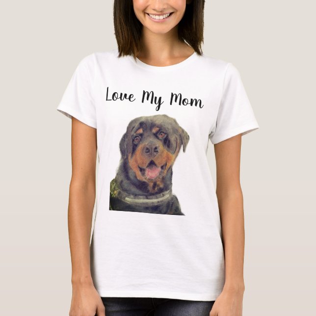 T-Shirt Älskar Min Mamma Rottweiler (Framsida)